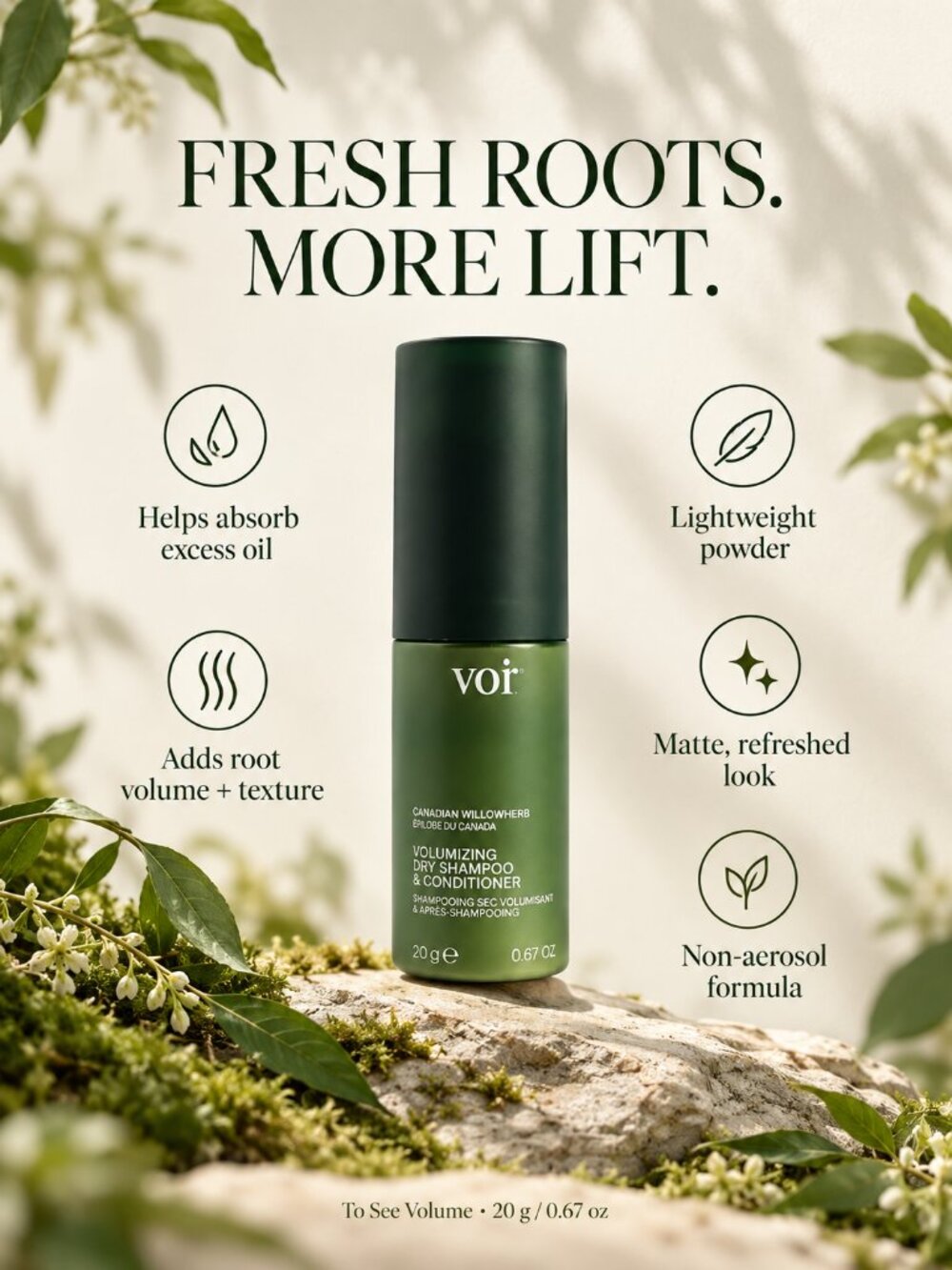 Voir To See Volume Dry Shampoo & Conditioner Non-Aerosol Powder 20g
